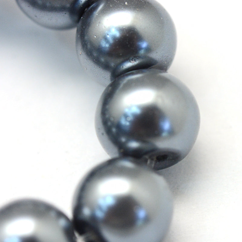 The Bead Store 6mm Dark Gray Glass Pearl Beads approx. 135 beads