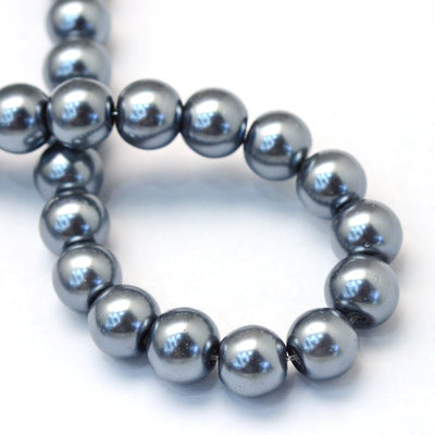 The Bead Store 6mm Dark Gray Glass Pearl Beads approx. 135 beads