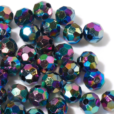 The Bead Store 6mm Faceted Round Acrylic Beads Black AB Pack of 50