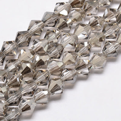 The Bead Store 6mm Glass Bicones Electroplated Grey 