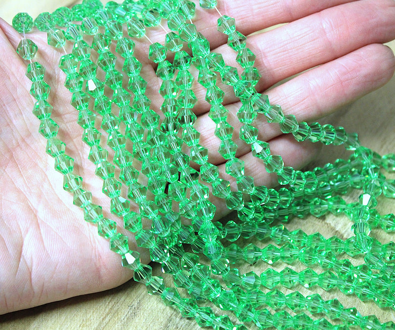 The Bead Store 6mm Glass Bicones Light Green 