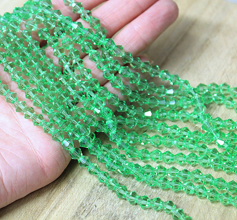 The Bead Store 6mm Glass Bicones Light Green 
