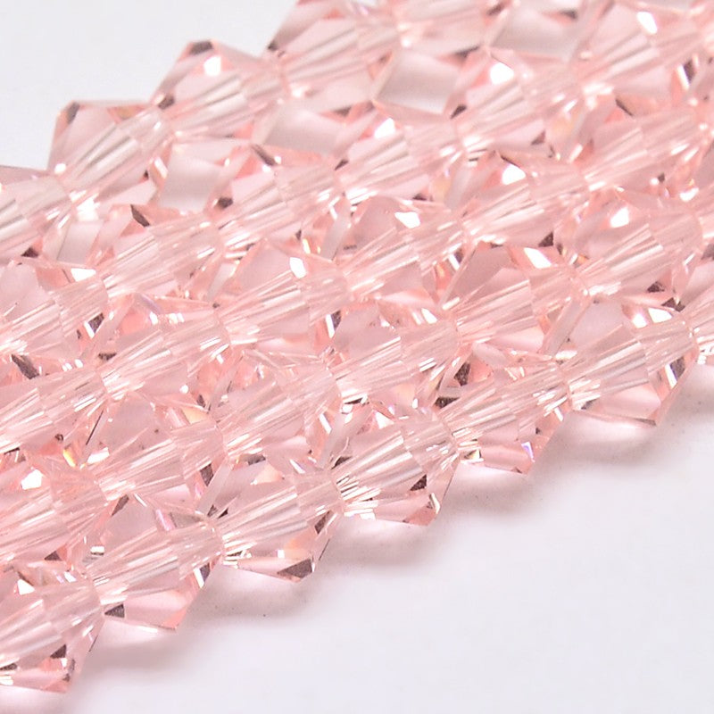 The Bead Store 6mm Glass Bicones Pink 