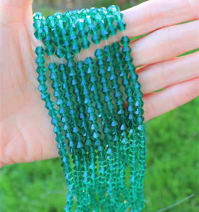 The Bead Store 6mm Glass Bicones Sea Green 