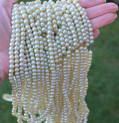 The Bead Store 6mm Light Champagne Glass Pearl Beads approx. 135 beads