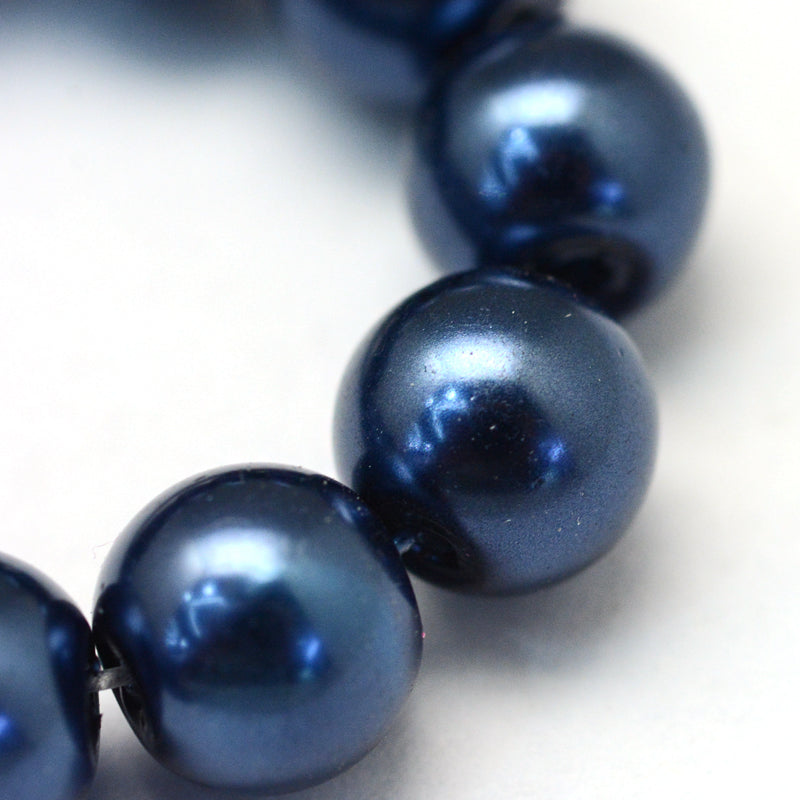 The Bead Store 6mm Navy Blue Glass Pearl Beads approx. 135 beads