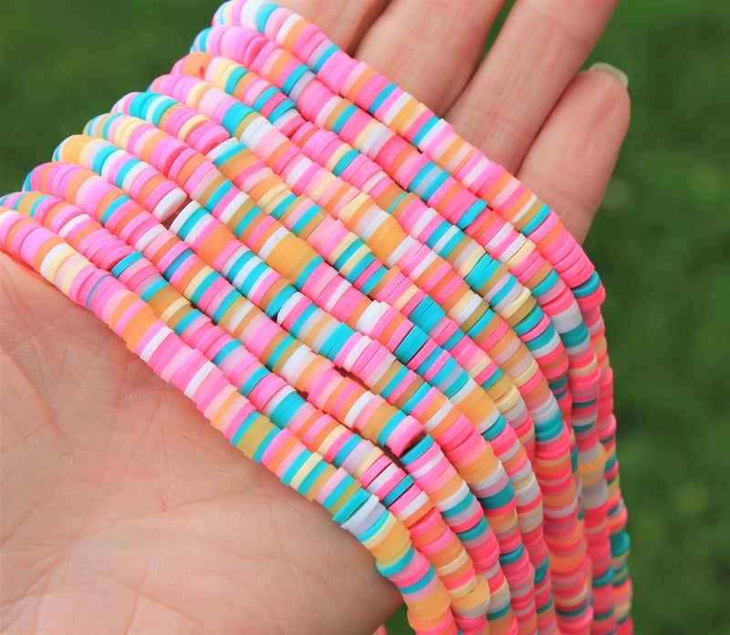 The Bead Store 6mm Polymer Clay Katsuki Beads ~ Pink Bubble Gum Mix ~ approx. 290-320 beads