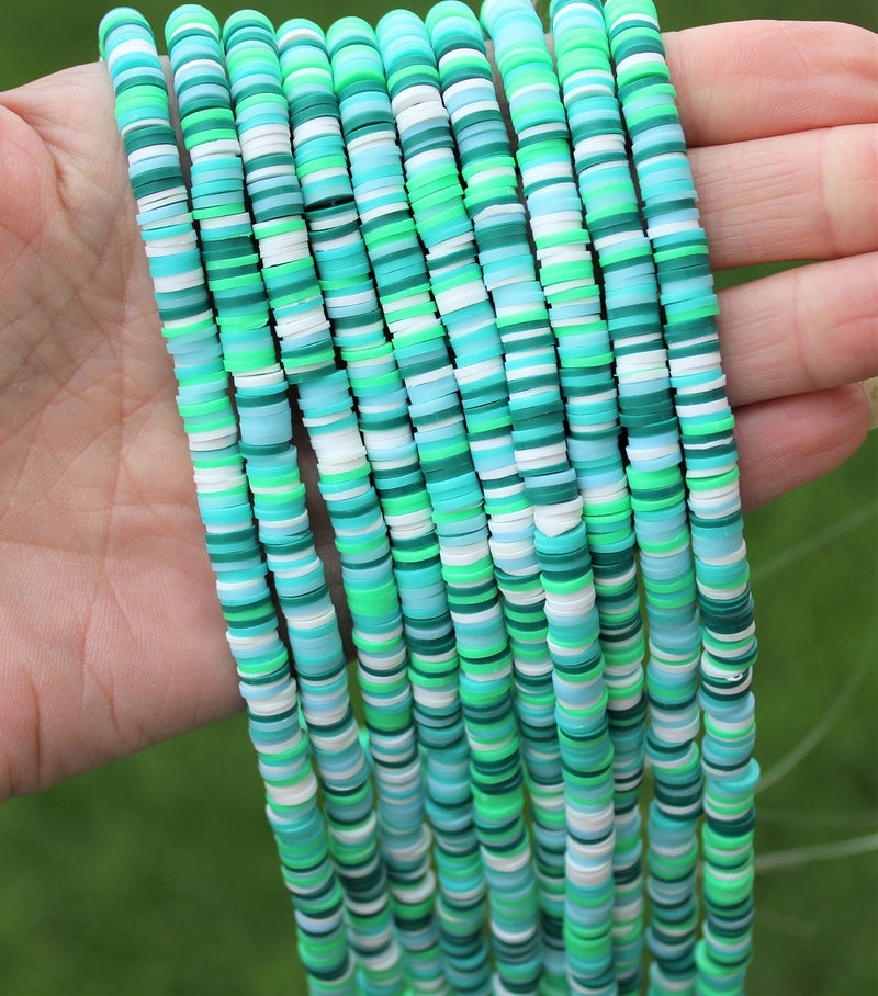 The Bead Store 6mm Polymer Clay Katsuki Beads Sea Green Mix