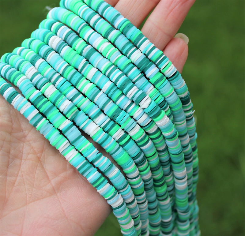 The Bead Store 6mm Polymer Clay Katsuki Beads Sea Green Mix