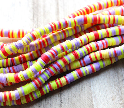 The Bead Store 6mm Polymer Clay Katsuki Beads Yellow, Purple and Red Mix 