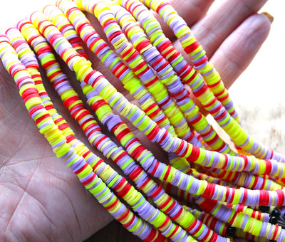 The Bead Store 6mm Polymer Clay Katsuki Beads Yellow, Purple and Red Mix 