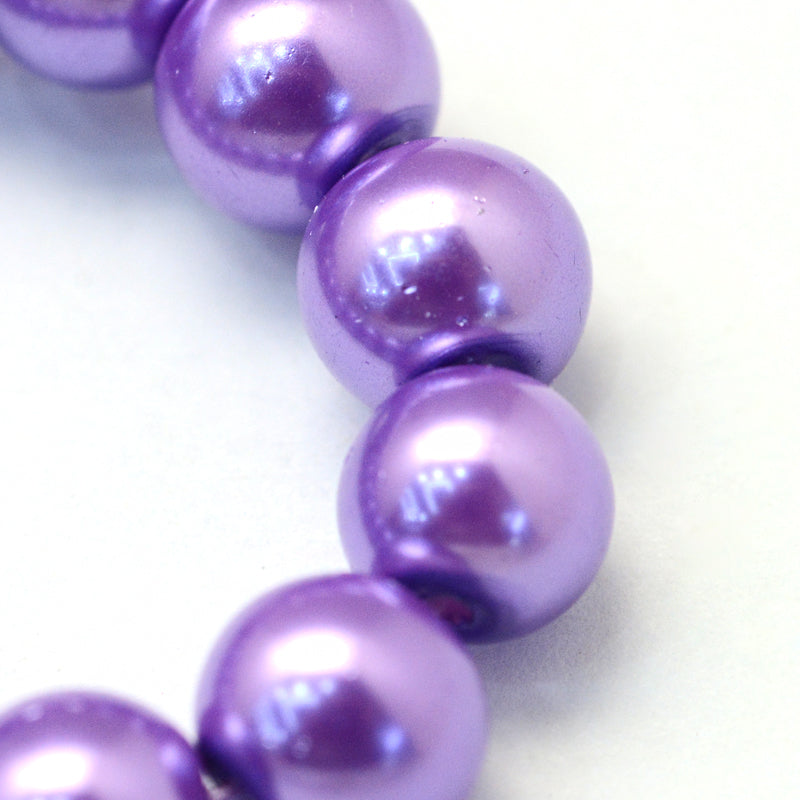 The Bead Store 6mm Purple Glass Pearl Beads approx. 135 beads