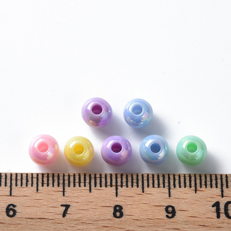 The Bead Store 6mm Round Acrylic Beads Opaque Pastel Colours Mix