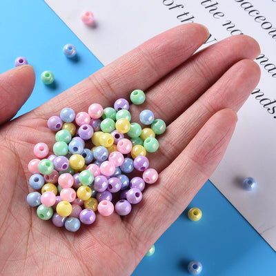 The Bead Store 6mm Round Acrylic Beads Opaque Pastel Colours Mix