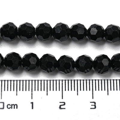 The Bead Store 6mm Round Faceted Crystal Glass Beads Black 98 beads