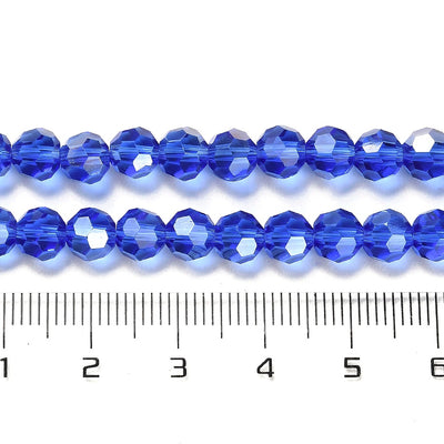 The Bead Store 6mm Round Faceted Crystal Glass Beads Blue AB 90 beads