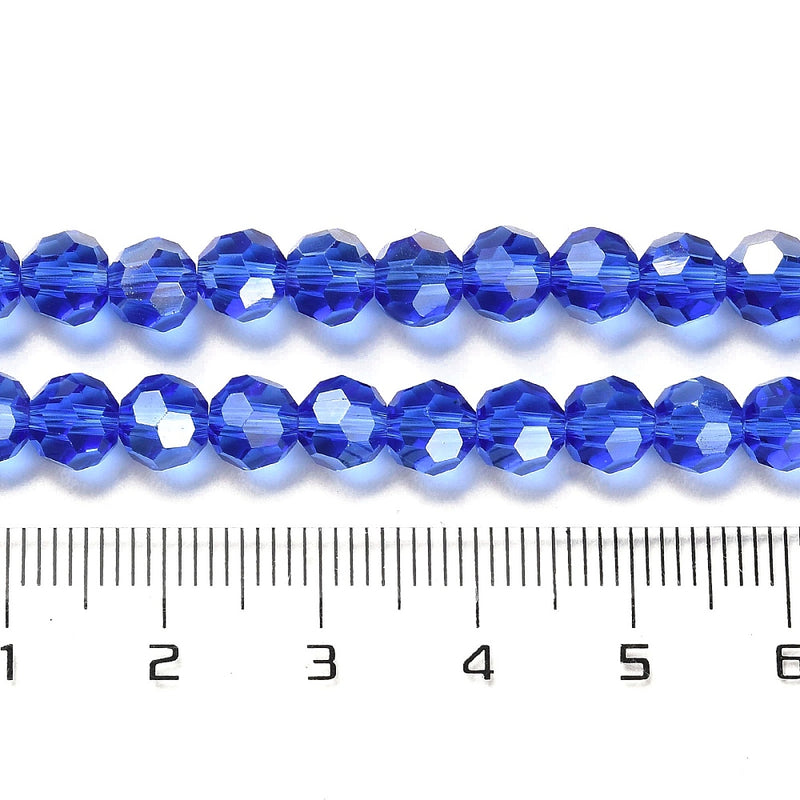 The Bead Store 6mm Round Faceted Crystal Glass Beads Blue AB 90 beads