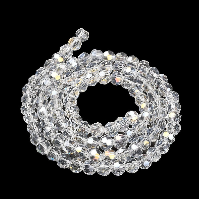 The Bead Store 6mm Round Faceted Crystal Glass Beads Crystal AB 90 beads