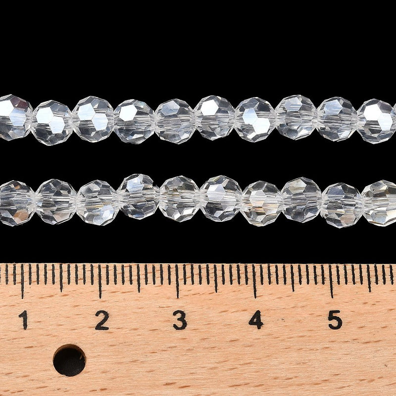 The Bead Store 6mm Round Faceted Crystal Glass Beads Crystal AB 90 beads
