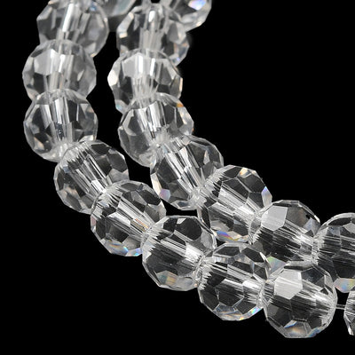 The Bead Store 6mm Round Faceted Crystal Glass Beads  Crystal Clear 98 beads