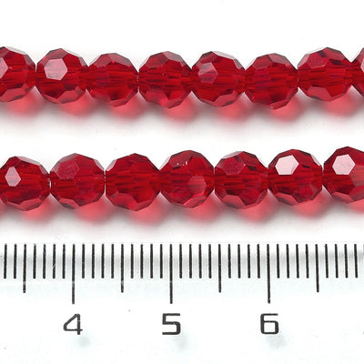 The Bead Store 6mm Round Faceted Crystal Glass Beads Dark Red 98 beads