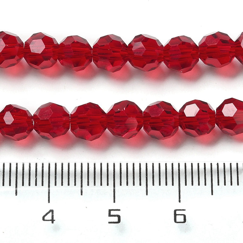 The Bead Store 6mm Round Faceted Crystal Glass Beads Dark Red 98 beads