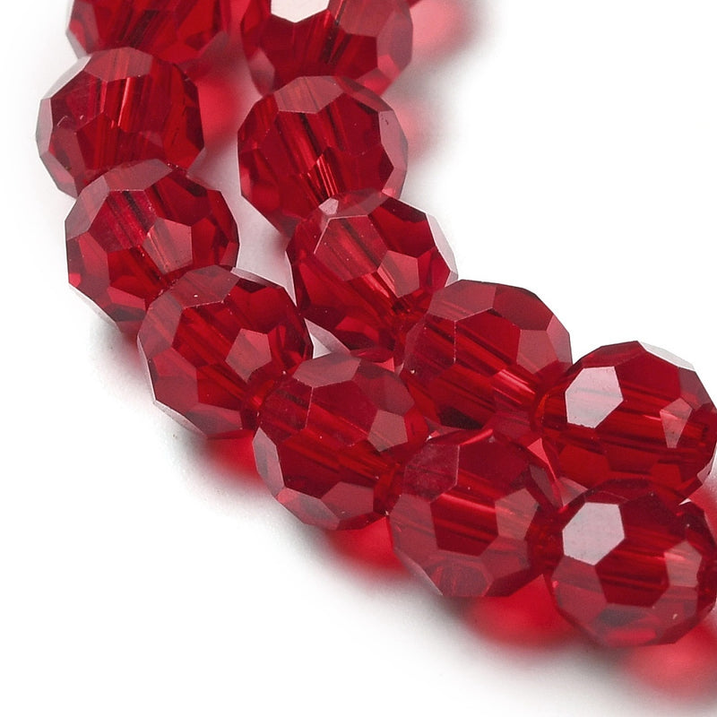 The Bead Store 6mm Round Faceted Crystal Glass Beads Dark Red 98 beads