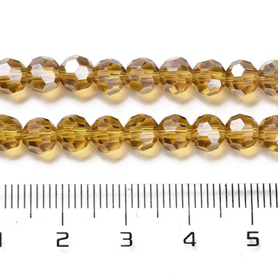 The Bead Store 6mm Round Faceted Crystal Glass Beads Gold AB 90 beads