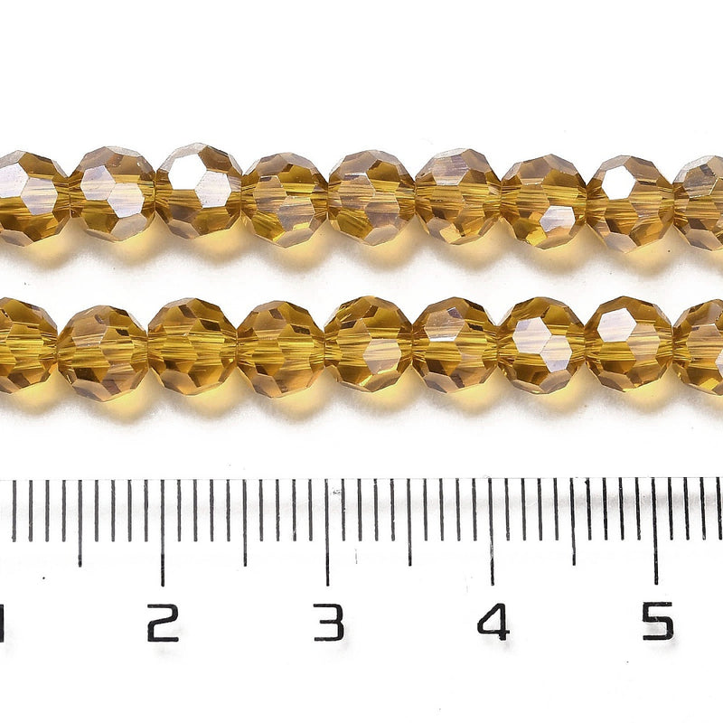 The Bead Store 6mm Round Faceted Crystal Glass Beads Gold AB 90 beads
