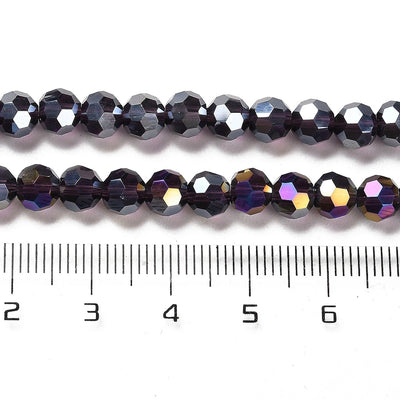 The Bead Store 6mm Round Faceted Crystal Glass Beads Indigo AB 90 beads