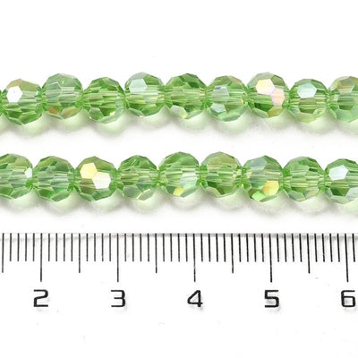 The Bead Store 6mm Round Faceted Crystal Glass Beads Light Green AB 90 beads