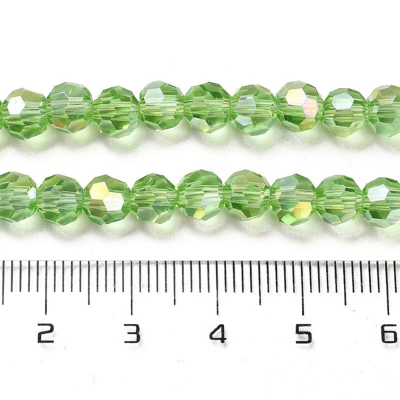 The Bead Store 6mm Round Faceted Crystal Glass Beads Light Green AB 90 beads