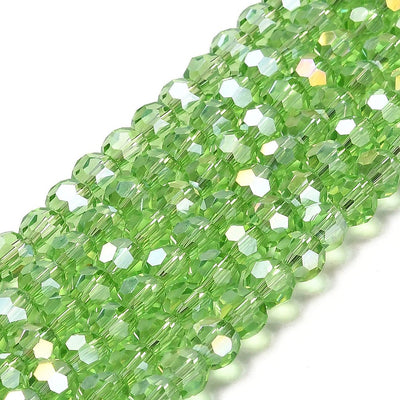 The Bead Store 6mm Round Faceted Crystal Glass Beads Light Green AB 90 beads