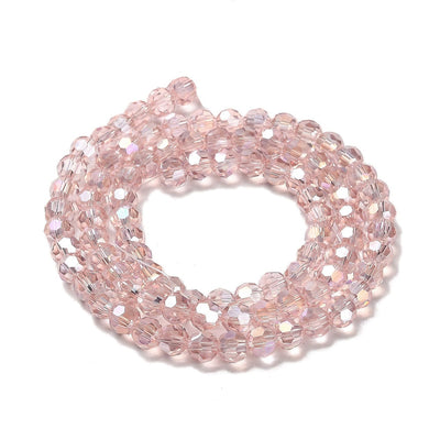 The Bead Store 6mm Round Faceted Crystal Glass Beads Pink AB 90 beads