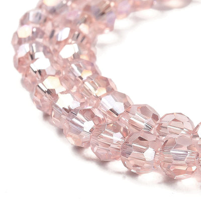 The Bead Store 6mm Round Faceted Crystal Glass Beads Pink AB 90 beads