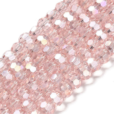 The Bead Store 6mm Round Faceted Crystal Glass Beads Pink AB 90 beads