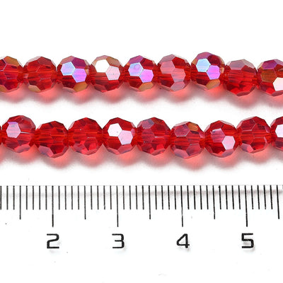 The Bead Store 6mm Round Faceted Crystal Glass Beads Red AB 90 beads