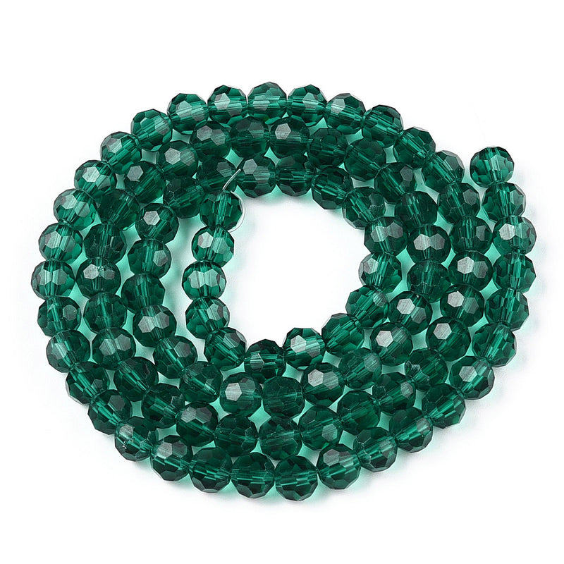 The Bead Store 6mm Round Faceted Crystal Glass Beads Sea Green 98 beads