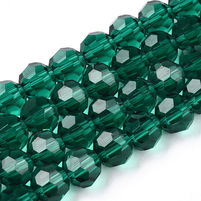 The Bead Store 6mm Round Faceted Crystal Glass Beads Sea Green 98 beads