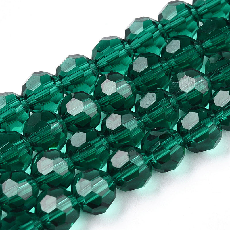The Bead Store 6mm Round Faceted Crystal Glass Beads Sea Green 98 beads