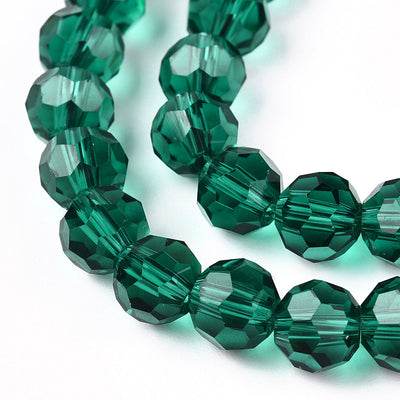 The Bead Store 6mm Round Faceted Crystal Glass Beads Sea Green 98 beads