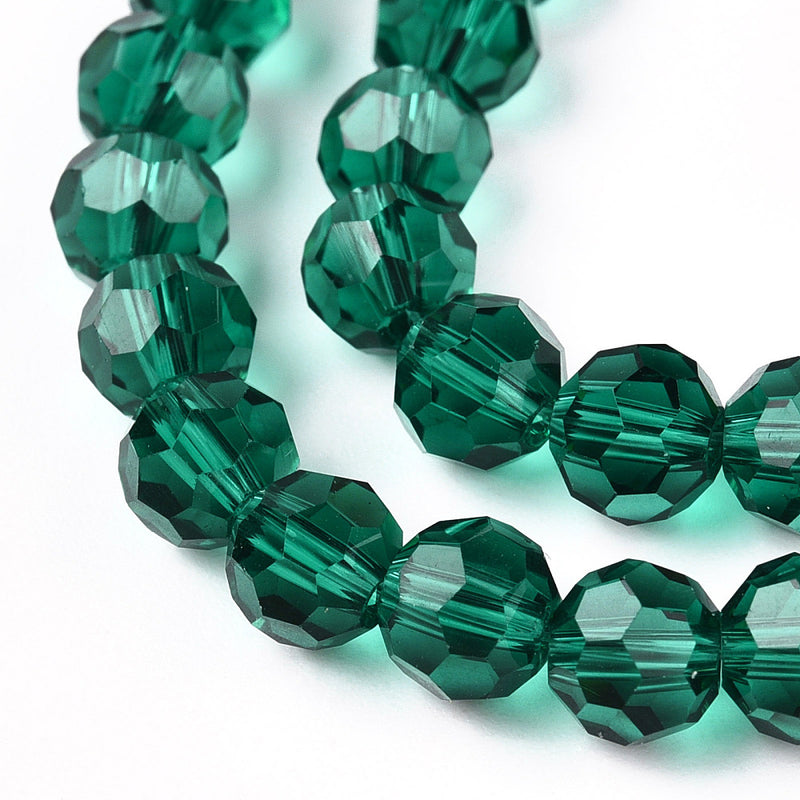 The Bead Store 6mm Round Faceted Crystal Glass Beads Sea Green 98 beads
