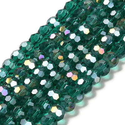 The Bead Store 6mm Round Faceted Crystal Glass Beads Sea Green AB 90 beads