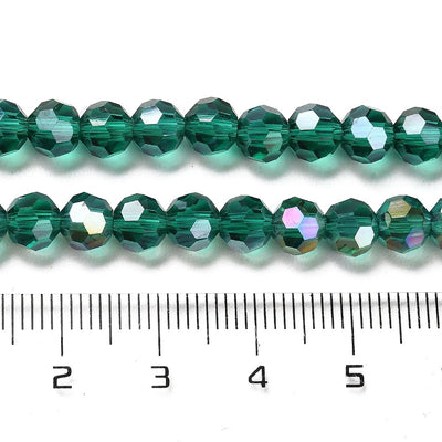 The Bead Store 6mm Round Faceted Crystal Glass Beads Sea Green AB 90 beads