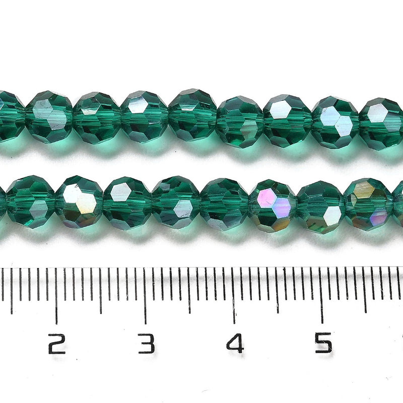 The Bead Store 6mm Round Faceted Crystal Glass Beads Sea Green AB 90 beads