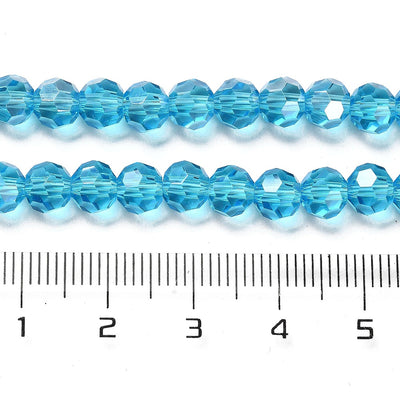 The Bead Store 6mm Round Faceted Crystal Glass Beads Sky Blue AB 90 beads