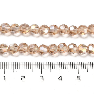 The Bead Store 6mm Round Faceted Crystal Glass Beads Wheat AB 90 beads