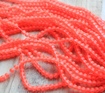 The Bead Store 6mm Round Frosted Glass Beads Orange approx. 140 beads