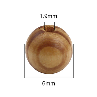 The Bead Store 6mm Round Pine Wood Beads Pack of 100