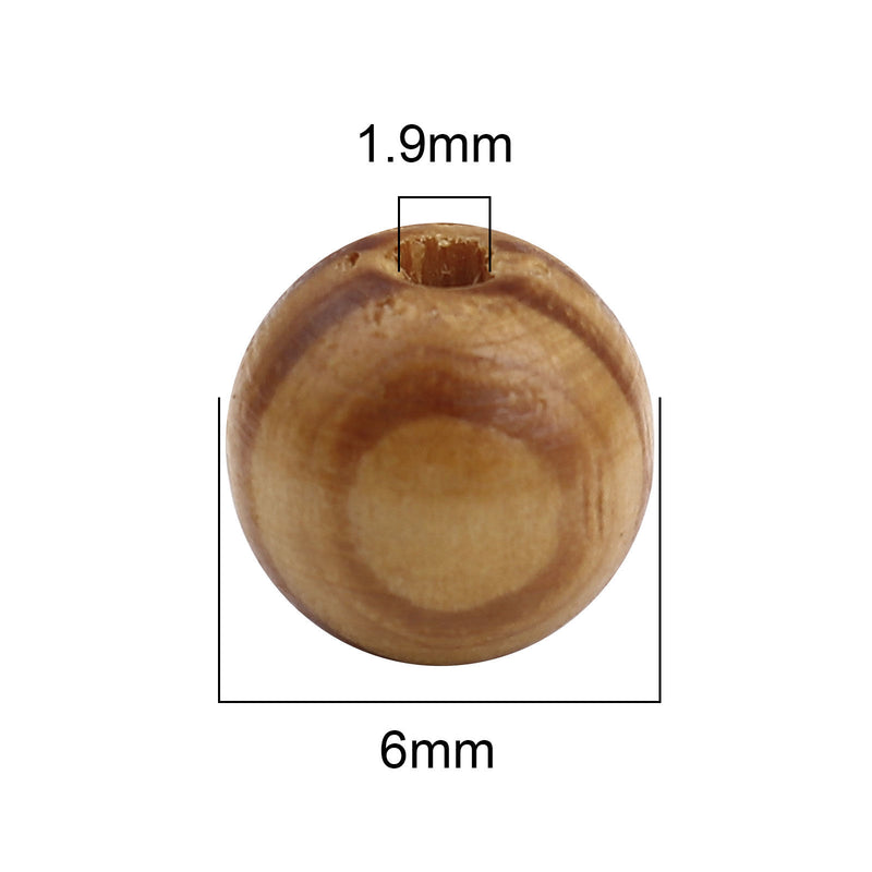 The Bead Store 6mm Round Pine Wood Beads Pack of 100